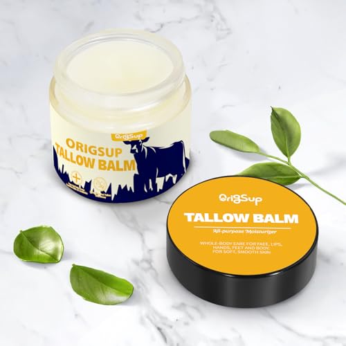 Beef Tallow Balm for Skin Care - All Natural Moisturizing Body Oil with Honey and Beeswax for Dry, Cracked, Itchy Skin - Tallow from Grass-Fed Cows – Beef Tallow Moisturizer, 2 fl. oz.