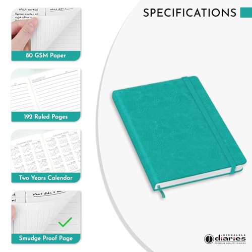 Image of Jhingalala Diaries - Hardbound Leather Cover Pocket Size Corporate Executive Diary Notebook I Pocket Diary For Men and Women I A6 Size I 80gsm Paper I 192 Ruled Pages (Teal)