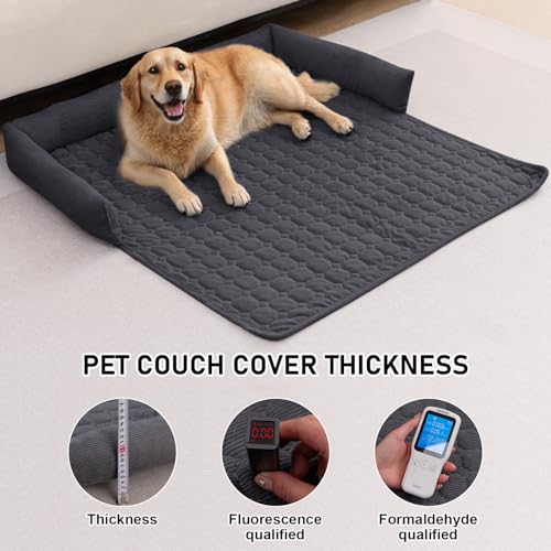 OKYUK Premium Hundebett - Sofaschutz für Haustiere, handgefertigtes und waschbares Hundekissen, Flauschige Hundematte für alle Größen (Kord Kunkelgrau, 75 x 75CM)
