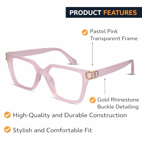 Image of LensKandy Bluecut Computer Glasses for Women | Anti-Eye Strain & UV Protection | | Stylish Medium Fit Eyewear for Digital Screens | Rectangular Frame | Lightweight & Comfortable