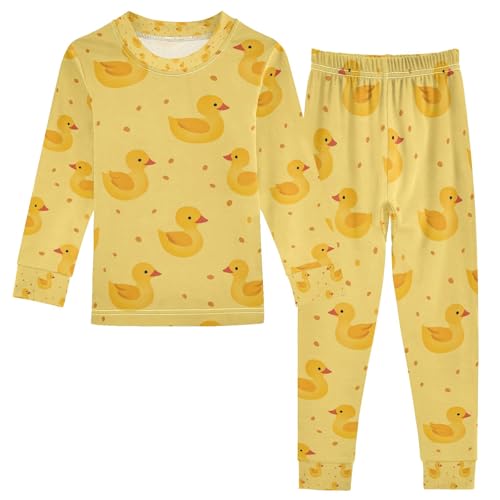 senya Yellow Duck Cute P Pajamas Set Long Sleeve Soft Cotton Sleepwear 2 Piece