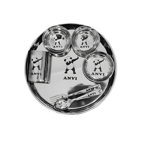 Image of Stainless Steel Printed NamohCustomization Customized Thali Set, Silver