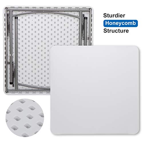 Zenstyle 3 Ft Indoor Outdoor Heavy Duty Portable Plastic Folding Table, Square Card Table Utility Table Game Table For Puzzles Crafting Picnic Camping Dining Party, White #TOP3