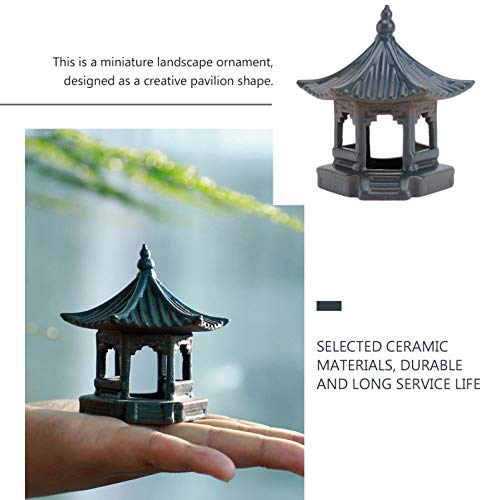 PRETYZOOM Miniatur Pagode Figur aus Keramik Pagode Fee Garten Zubehör DIY Hexagon Pavilion Exotische Umgebungen Micro Landschaft Garten Zen Dollhouse Dekoration – Bild 4