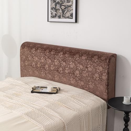 Image of HOMETHREADS Stretchable Velvet Headboard Cover | Soft, Dust-Proof & Wrinkle-Resistant Bed Back Protector | Fits Leather, Wooden & Fabric Bedsides | for 3ft to 3.5ft Beds (Coffee, 90x65Cm)