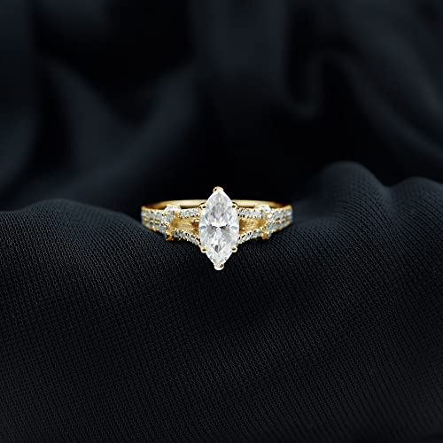 Certified Moissanite Marquise Engagement Ring, D-VS1 Quality, 1 CT Engagement Ring For Women - With Jewelry Box2