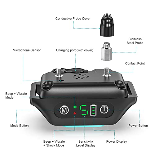 Dog Bark Collars, Rechargeable Shock Collar With Beep Vibration Waterproof Barking Collar With 5 Adjustable Sensitivity Levels For Small Medium Large Dogs #TOP6