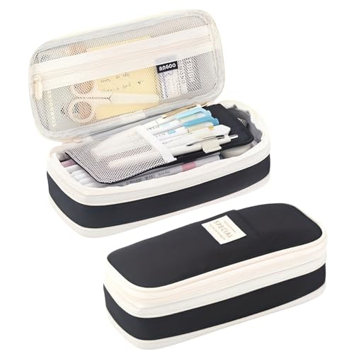 Estojo de lápis quadriculado em canvas com zíperes bolsa armazenamento escolar grande capacidade para alunos organizador prático e materiais escolares poliéster uso diário