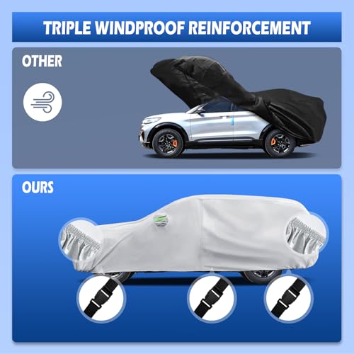 Image of Car Cover Custom Fit for Ford Explorer 1995-2026, Migaven Waterproof Full Exterior Cover Sun Rain Protection with Door Zipper and Cotton Lining, Silver