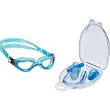 Cressi Flash - Premium Schwimmbrille Antibeschlag und 100% UV Schutz + Nasenklemme und Ohrstöpsel Ear Plugs und Nose Clip
