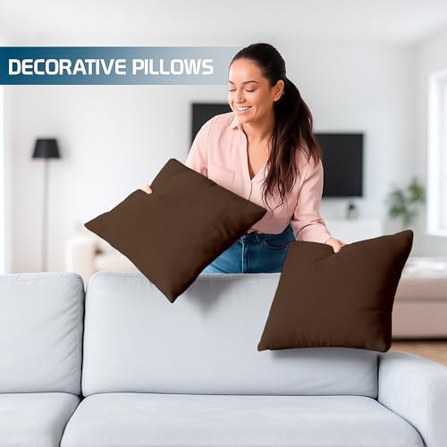 Image of Premium Polyester Fiber Cushion Fillers - Pack of 5 Pcs | 16 x 16 Inches | Chocolate| Cushions, Sofa Pillow, Cushion for Sofa, Cushion for Bed, Decorative Pillow