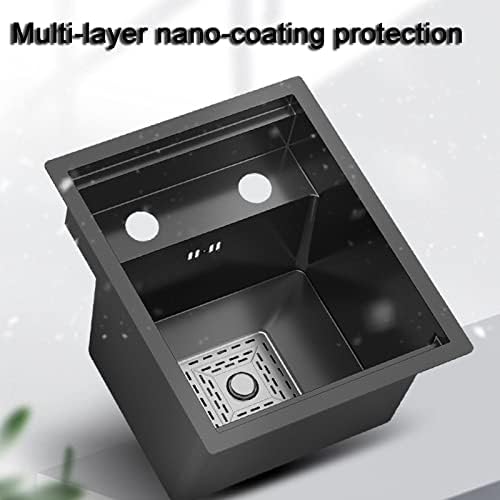 CHEMYO Bar Counter Sink Kitchen Sink With Cover Bar Prep Sink Lift Tap Concealed Sink Center Island Invisible Small Single Sink (Color : Black, Size : 40 * 44 * 22cm)