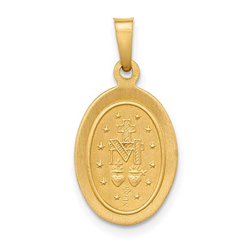 14k Gold Virgin Mary Miraculous Medal Pendant - Oval Mother Mary Necklace Charm with Sacred Words - Handcrafted Religious Jewelry Made in USA - Traditional Catholic Design4