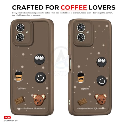 Image of AESTMO Back Case Cover for Motorola Moto G54 5G Cover | Cute Fun Cartoon 3D Ball | Coffee Silicone Case | Full Body Protection | Camera Protection Back Cover for Motorola Moto G54 5G (Brown)