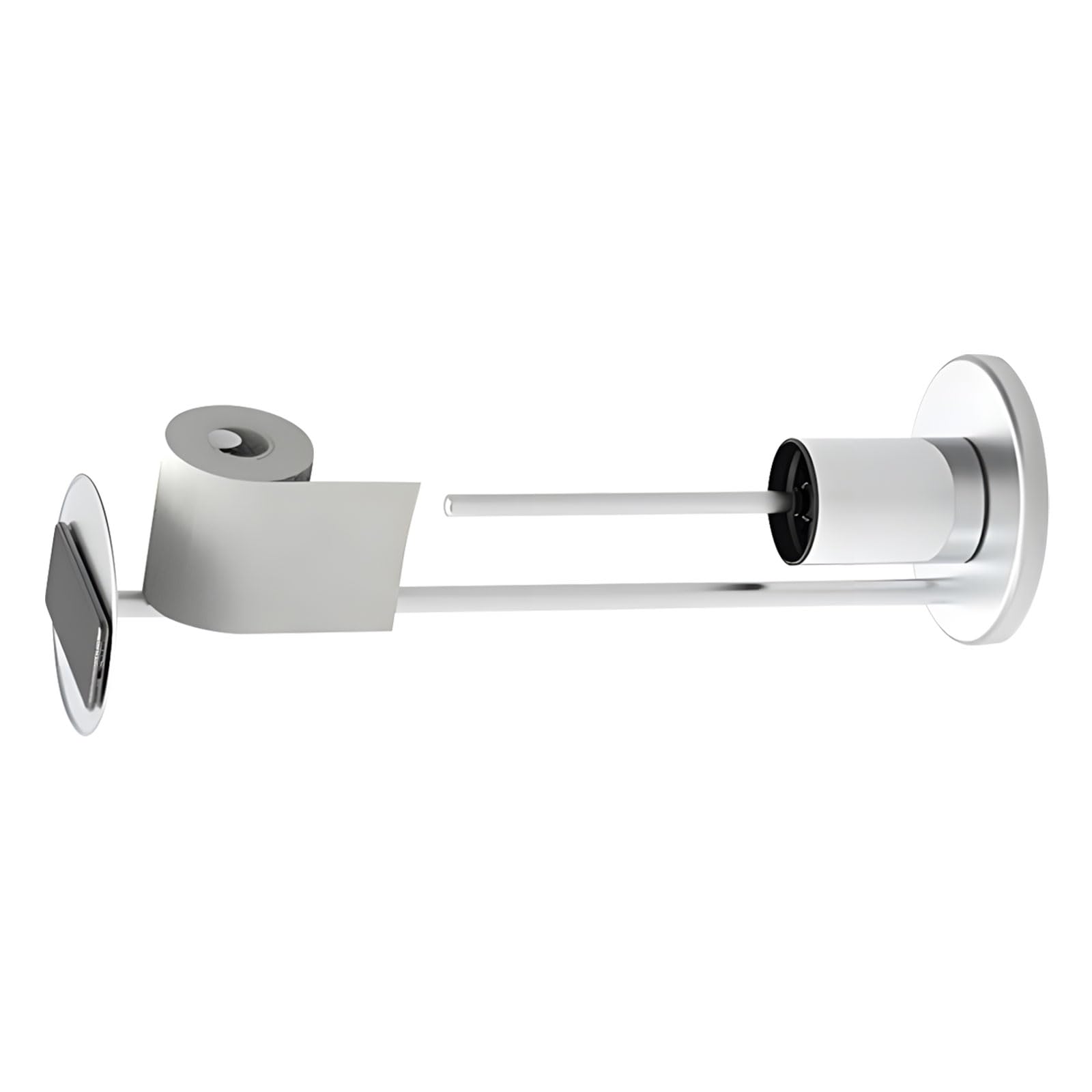 Cazstyk Silver Easy Install Modern Stand Offering Ample Storage Capacity With Attached Bathroom Brush Heavy Duty Shelf