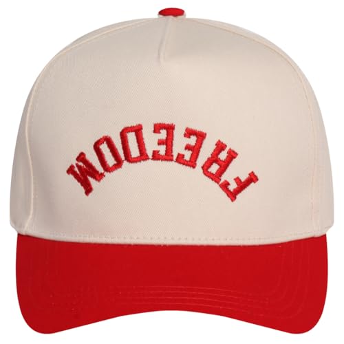 MIRMARU Patriotic America USA Embroidered 5 Panel Cotton Two Tone Trucker Hat for Men and Women. (US Alpha One Size Freedom Red)
