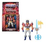 Masters of The Universe Origins y Transformers He-Man con Armadura de Optimus Prime, Figura de acción de 13,97cm, Juguete de colaboración articulado con Accesorios y minicómic, JGT18