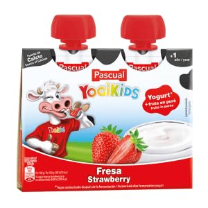 Yogikids 2 x 80 g PASCUAL Yogur bebibles (Pack de 6) (Yogikids Pouch Fresa Plátano)