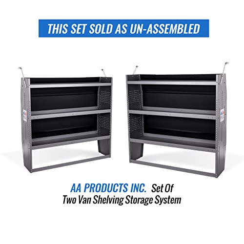 AA Products SH-4604(2) Steel Low/Mid/High Roof Van Shelving Storage System Fits Econoline, Transit, GM, NV, Promaster, Sprinter and Metris, Set of 2 Van Shelving Units 42\" W x 46\" H x 13\" D