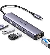 UGREEN USB C Ethernet Adapter LAN auf USB C Adapter Netzwerkadapter mit 3 USB-Port kompatibel mit...