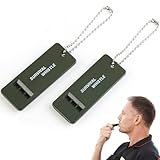 120 dB Emergency Whistles for Teachers, Self Defense Whistle for Women, Flat Safety Whistle Keychain for Outdoor Kayak Hiking, Multi-Audio Loud Whistle for Dog Outdoorsy Rescue Signal (2 Pcs)