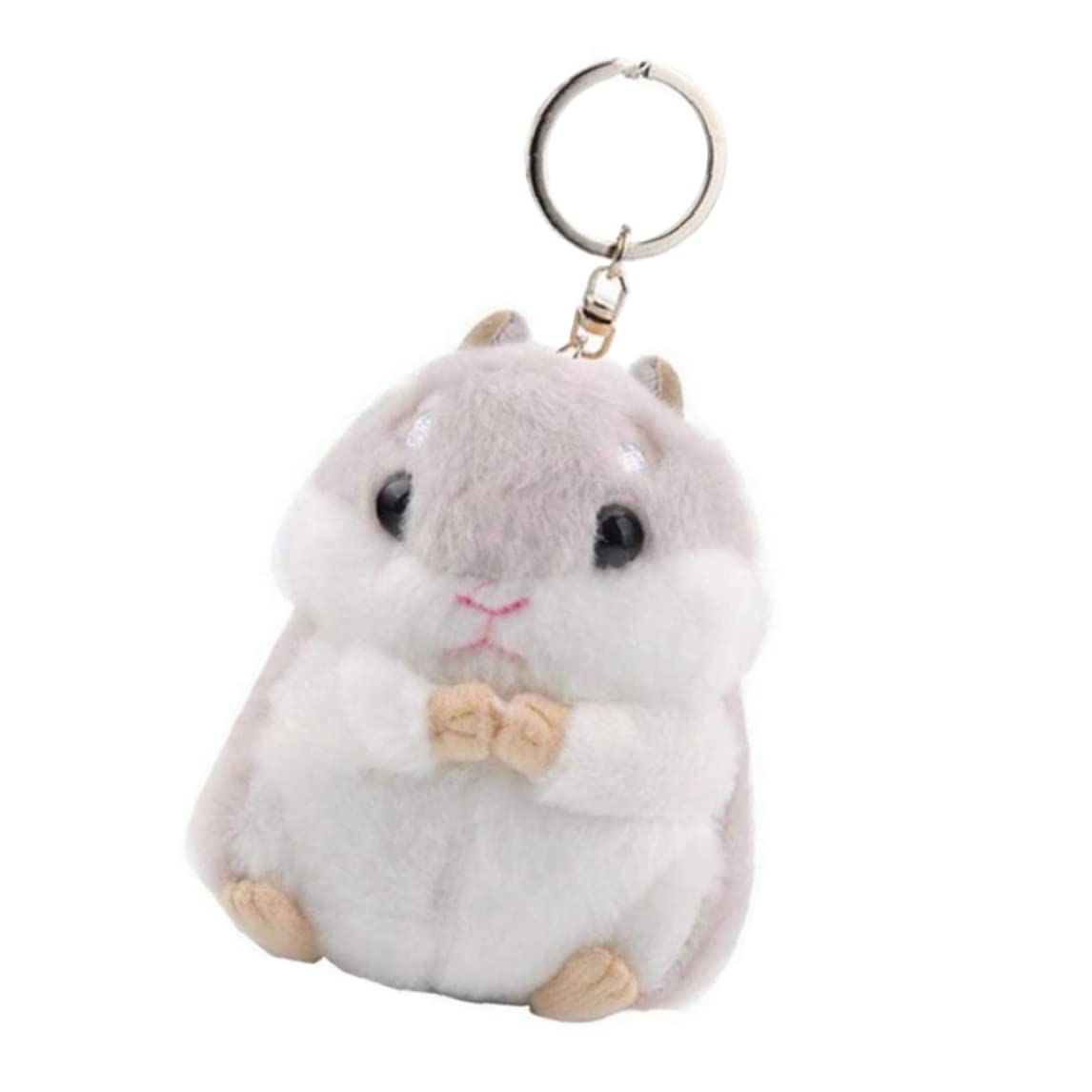 Otbushit Hamster Keychains Mini Plush Animal Keyrings Grey - Stuffed Backpack Handbag Pendant with Key buckle