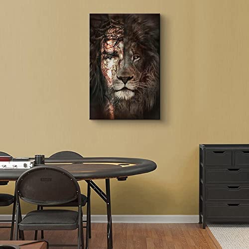 Jesus Pictures For Wall Lion And Jesus Picture Jesus Picture Jesus And Lion Painting Pictures Of Jesus Christian Wall Art Jesus Painting Wall Art Religious Wall Decor For Bedroom Decor (12''Wx18''H) #TOP5