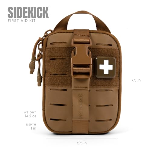 Image of My Medic Sidekick Pro - Camping Hiking and Backpacking First Aid Kit - 70 Items with Tourniquet - HSA and FSA Eligible - Small Ifak Great for Travel or Motorcycle - Portable Emergency Kit - Coyote