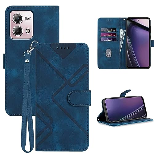 JHWVVTF for Moto G Stylus 5G Phone Case 2023 Wallet,Card Holder Protector Leather Kick-stand,Wrist Strap,Magnetic Closure,Shockproof Protective Flip Cases Cover for Moto G Stylus 5G 2023 (Blue)