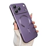 ankofave Magnetic for iPhone 17 Pro Max Case, with Camera Lens Protector, Compatible with Magnetic, Slim Shockproof Bumper Soft Silicone Metallic Luster Phone Case for iPhone 17 Pro Max, Purple