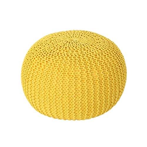 Christopher Knight Home Belle Knitted Cotton Pouf, Yellow #TOP4