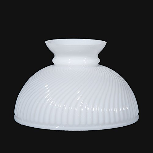Image of B&P Lamp 10 inch Opal White Swirl Ribbed Student Lamp Shade with Plain Top