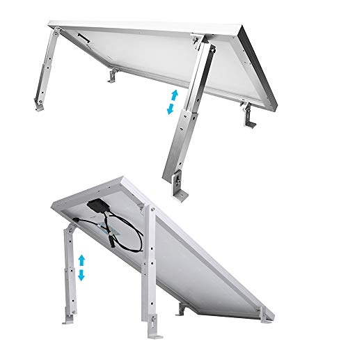 Renogy Adjustable Solar Panel Tilt Mount Brackets support up to 150 Watts Solar Panel for Roof, RV, Boat and Any Flat Surface, for on-grid/off-grid systems (Mount Only), Silver