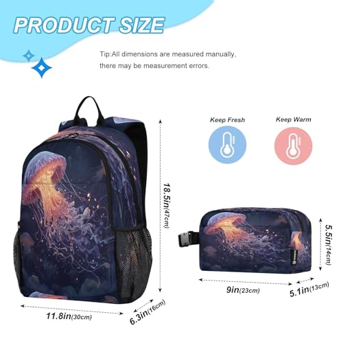 ALAZA Three Jellyfish Kids Backpack Elementary Girls Boys Bookbag Rucksack Primary School Bag Backpack Set with Lunch Bag2