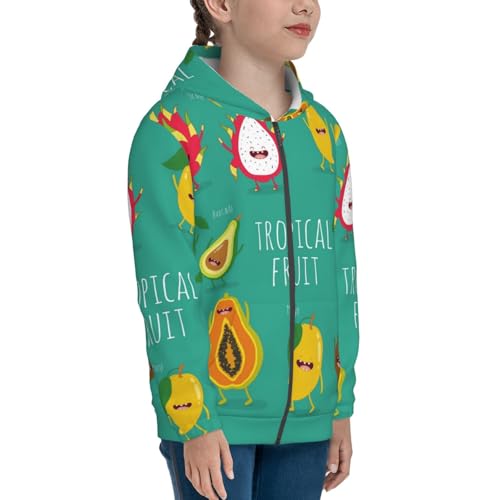 Tropical Fruit Kids Pullover Hoodies Boys Zip Up Sweatshirts Girls Athletic Clothes with Pocket4