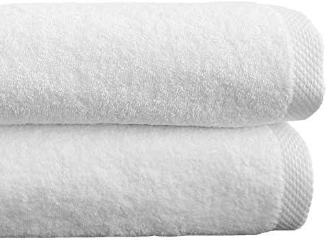Classic Turkish Towels CTT - Premium 2 Piece Jumbo Bath Sheets, 100% Turkish Cotton, Absorbent & Ultra Comfy Bath Towel Sheets for Hotels & Spa | 40"x65" (White) - Thumbnail 2