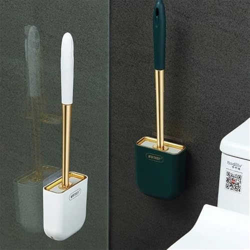 Brosse de toilette murale en silicone blanc avec support WC - 3