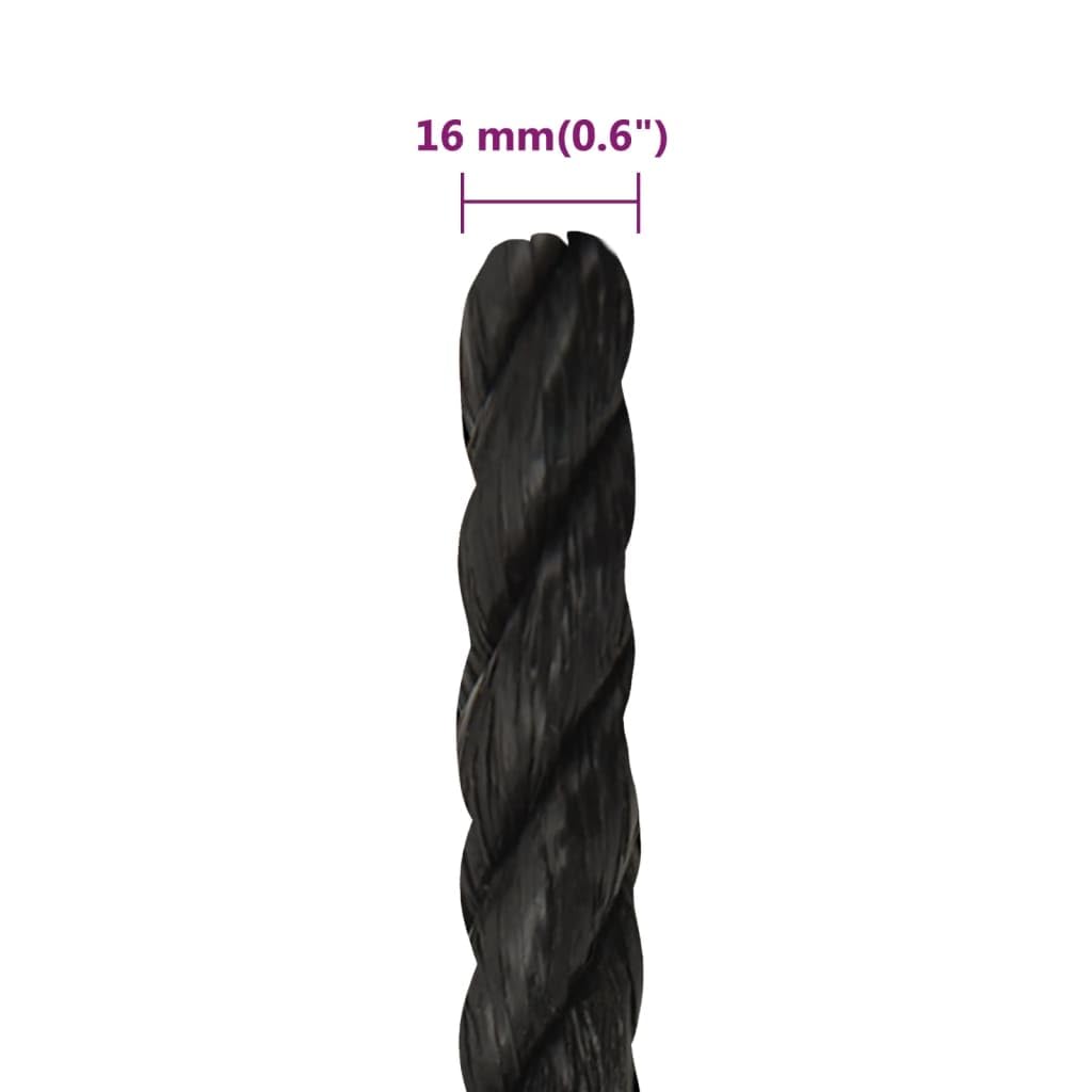 Arbeitsseil Schwarz 16 mm 100 m Polypropylen, Multifunktionale Polypropylenseil wetterfest PP Seil für Haushalt, Garten, Camping, Werkstatt und Landwirtschaft