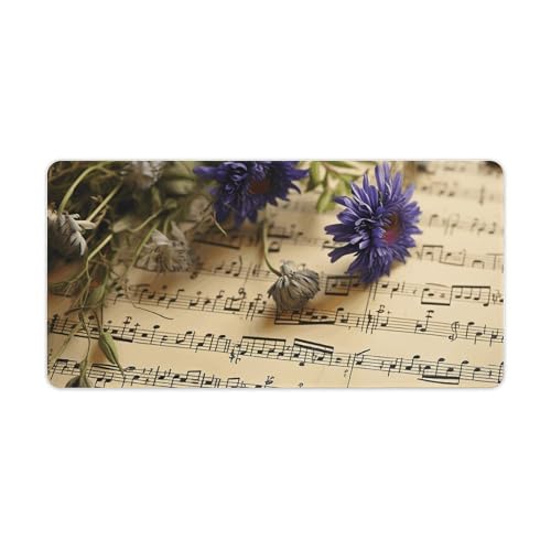 Tapis de souris de jeu LED taille XL motif feuille de musique