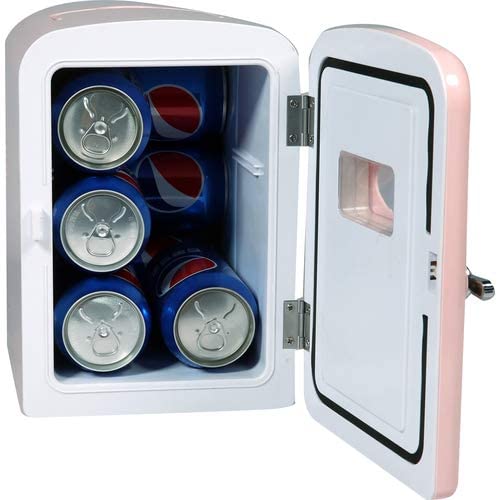 Frigidaire Efmis175-Pink Portable Mini Fridge-Retro Extra Large 9-Can Travel Compact Refrigerator, Pink, 5 Liters #TOP2