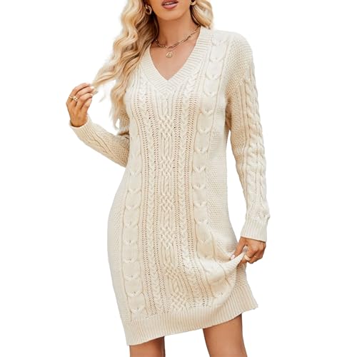 Robe pull col en V élégante pour femmes : fini les vêtements d'hiver amples et ternes
