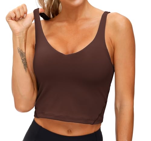 Image of THE GYM PEOPLE Womens' Sports Bra Longline Wirefree Padded with Medium Support