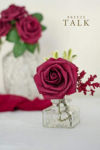 Breeze Talk Artificial Flowers Berry Pink Roses 25Pcs Realistic Fake Roses W/Stem For Diy Wedding Bouquets Centerpieces Arrangements Party Baby Shower Home Decorations #TOP1