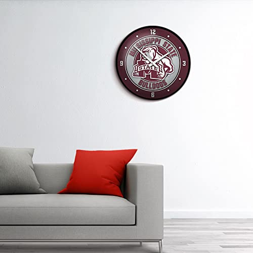 The Fan-Brand Ncaa Mississippi State Bulldogs: Mascot - Black Frame - Modern Disc Wall Clock - Sports Team Bar Sign Décor - Home, Dorm, Garage, Office, Fan Cave #TOP4