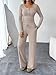 Trendy Queen Women's 2 Piece Matching Lounge Sets Fall Fashion Outfits Henley Neck Sweater Top Wide Leg Pants Sweat Suits Airport Travel Clothes Casual Sweatsuit Loungewear 2025 Khaki L