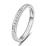 TIGRADE 2.5mm 4mm 5mm 6mm Titanium Ring Cubic Zirconia Engagement Ring Wedding Band Size 3 to 13.5, 2.5mm-round cz, size 9.5