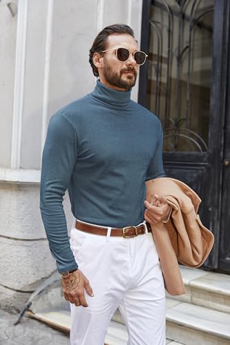 COOFANDY Men's Turtle Neck Shirts High Neck Mock Neck T Shirts Long Sleeve Slim Fit Sweater Casual Thermal Pullover4