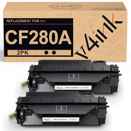 v4ink 2PK Compatible CF280A Toner Cartridge Replacement for HP 80A Toner Cartridge Black Ink for HP Pro 400 M401N M401DN M401DNE M401DW, HP MFP M425DN M425DW Printer