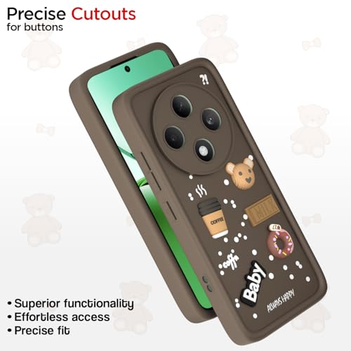 Image of Outlouders Back Cover for Oppo F27 5G | Cute Fun Cartoon 3D Bear Silicone | Full Body Protection Bumper Case (Brown)
