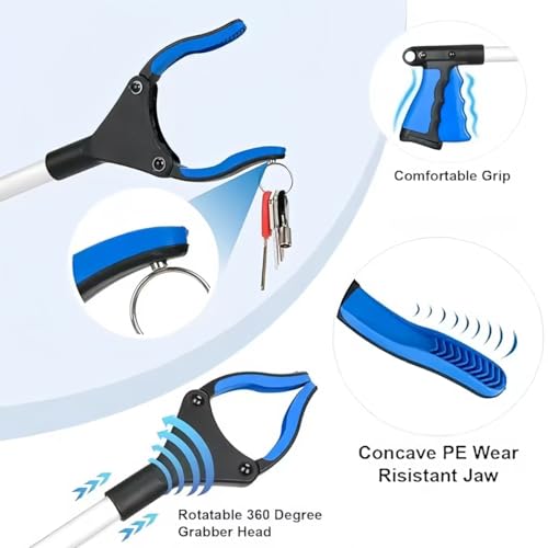 Image of 2-Pack Grabber Reacher Tool, 43 Inch Extra Long Steel Foldable Pick Up Stick with Strong Grip Magnetic,Trash Claw Grabber Tool, Hand Grabber for Reaching, Arm Extension (Blue)